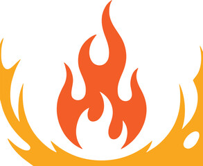 abstract fire flame vector illustration, hot burning blaze graphic design, orange and yellow flame icon template, danger heat warning symbol artwork