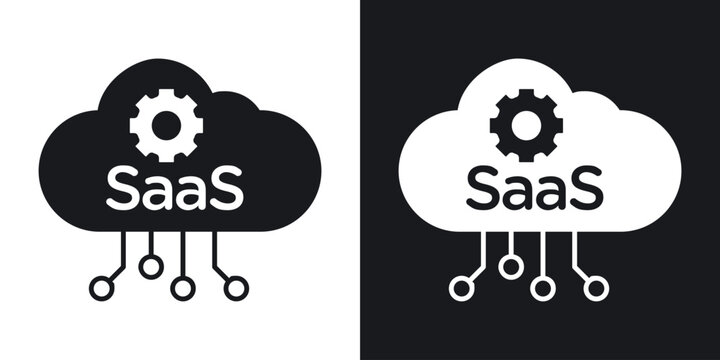 SaaS icon in black and white glyph versions
