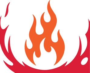 abstract fire flame vector icon design, hot burning blaze graphic illustration, red and orange flame symbol template, danger heat warning vector artwork