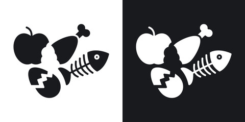 Organic waste icon in black and white glyph versions
