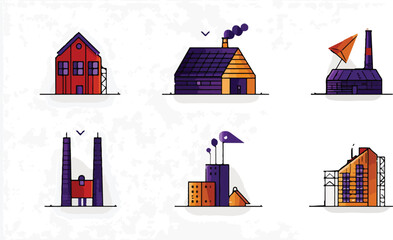 Various colorful building illustrations