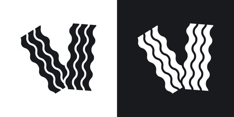Bacon icon in black and white glyph versions