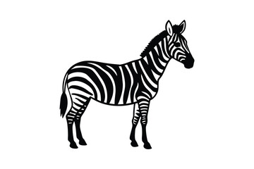 Fototapeta premium Striking Zebra Illustration in Black and White Silhouette Style on a Clean Background Perfect for Graphic Design Projects silhouette