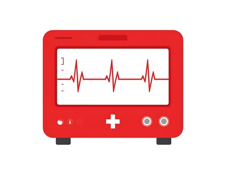 Red heart monitor displaying a heartbeat