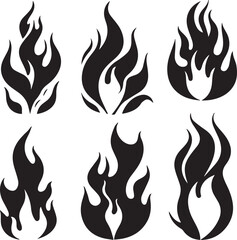 Fire icon collection. Fire flame symbol. Concept flame fire icon. Bonfire silhouette logotype. Flames symbols set flat style. Set hand drawn y2k style flame, fire frame. Trendy grunge scrawl elements