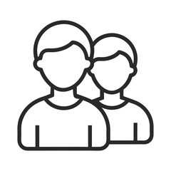 People Group Line Art Vector Icon Isolated on White Background