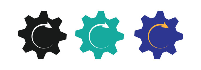 Gears shapes line icons. Flat machine gear icon. Wheel cogwheel vector. Simple outline isolated elements. Black gear.