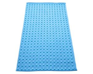 Blue acupressure mat for back pain relief and relaxation on a transparent background