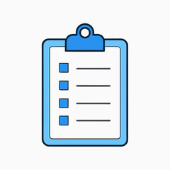 Blue clipboard with checklist checkboxes document paper