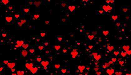 Red hearts on black background