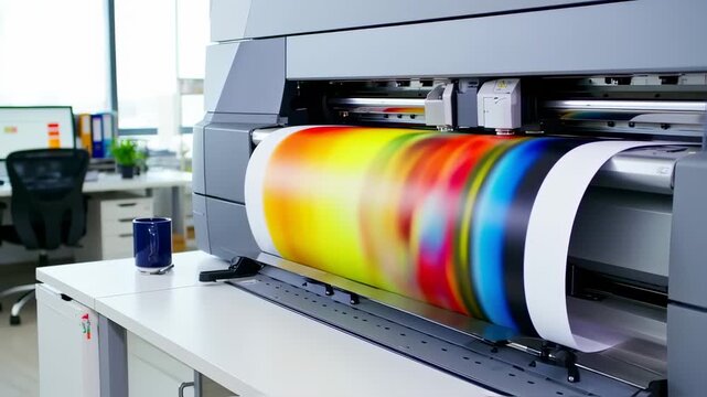 Large Format Printer Printing Colorful Graphics