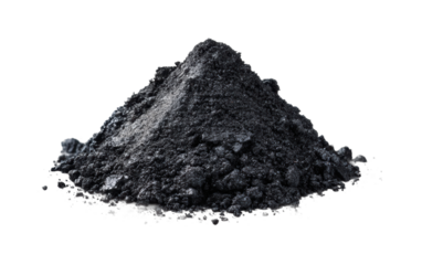 Industrial charcoal powder production factory product, isolated on transparent background, png