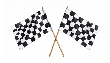 Fototapeta premium Pair of Racing Checkered Flags on White – Victory and Finish Line Symbol