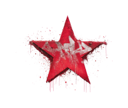 Urban graffiti of a red star street location visual bold creative, isolated on transparent background, png