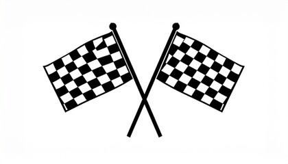 Silhouette of Two Crossed Racing Flags &ndash; Finish Line Vector for Motorsport Themes


