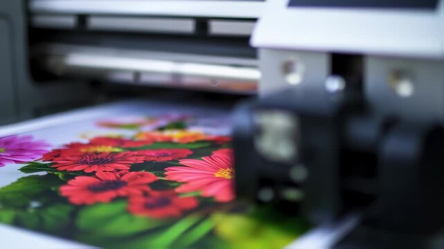 Large Format Printer Printing Flowers Image