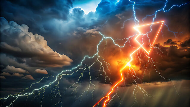 A Thunderstorm Behind A Lightning Bolt Shaped Stock Icon - Powered by Adobe