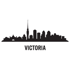 Obraz premium Victoria skyline, silhouette. Vector illustration. Vector black silhouette. with white background.