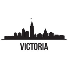 Fototapeta premium Victoria skyline, silhouette. Vector illustration. Vector black silhouette. with white background.