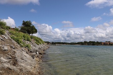 Fleuve côtier appelé le courant de Mimizan, ville de Mimizan, département des Landes, France