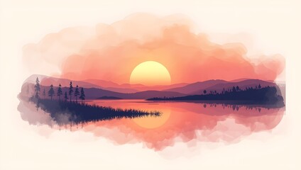 Golden Hour at the River with Trees