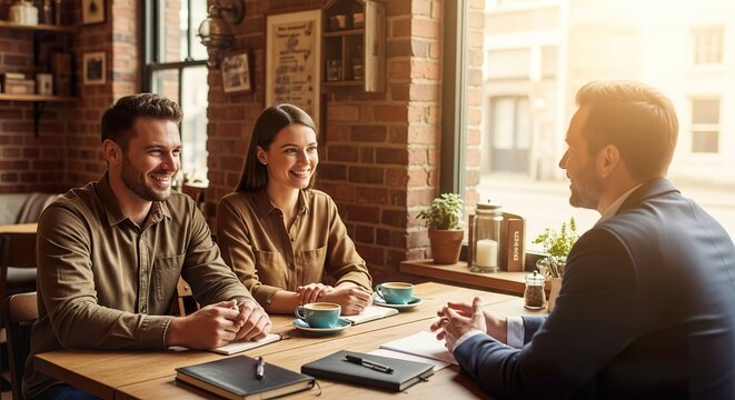 Business meeting in cafe - Powered by Adobe