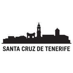 Fototapeta premium Santa Cruz de Tenerife skyline silhouette. Black Santa Cruz de Tenerife city. Vector black silhouette. with white background.