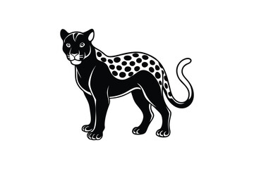 Spotted Leopard Silhouette Standing Profile View Graphic Design