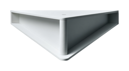 Modern white corner shelf design contemporary interior minimalist style, isolated on transparent background, png