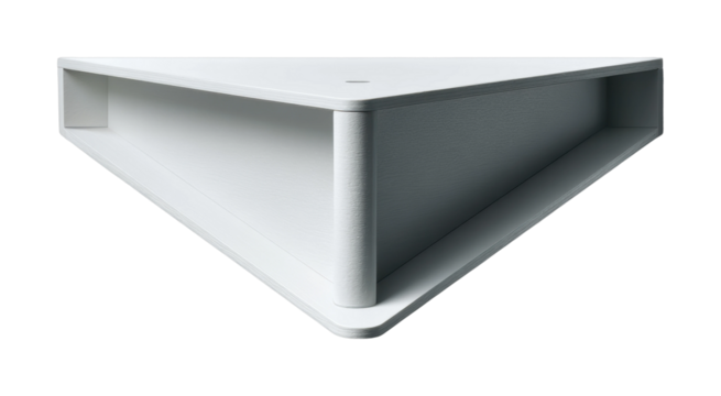 Modern white corner shelf design contemporary interior minimalist style, isolated on transparent background, png