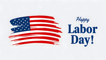 American flag brush stroke with Happy Labor Day text United States holiday