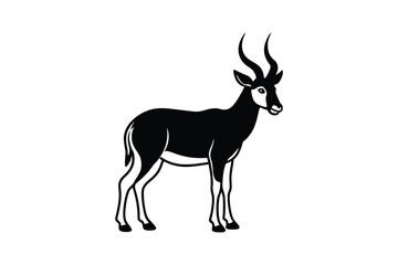 Fototapeta premium Black and White Springbok Silhouette Illustration