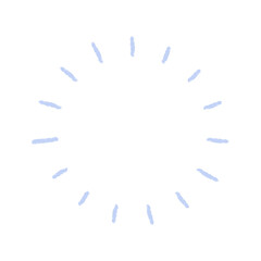 手描きのシンプルな青いサンバーストのフレーム - 丸いキラキラの文字スペースや装飾のパーツ素材