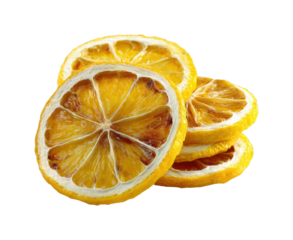 Dried lemon slices for culinary use kitchen food bright, isolated on transparent background, png