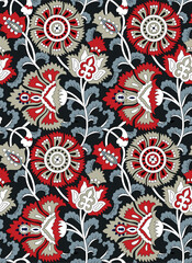 Seamless summer pattern with watercolor flowers handmade