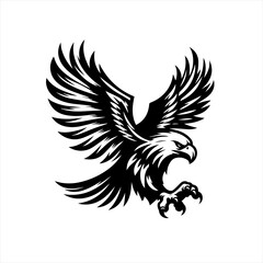 Obraz premium Powerful Eagle Silhouette in Flight.