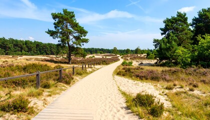 Sandy path through a forest