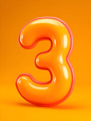 Naklejka premium Inflatable orange numeral 3 countdown effect display