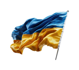 Ukrainian flag waves proudly ukraine flag, isolated on transparent background, png
