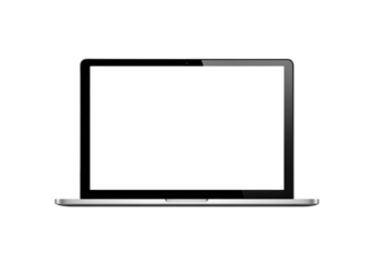 Modern Silver Laptop with Blank Screen PNG Cut Out.