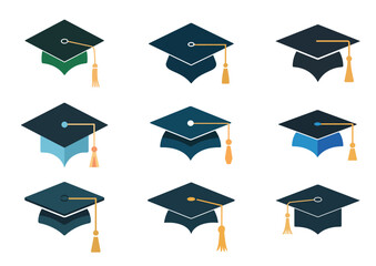 Graduation cap vector illustration, Graduation cap icon Set