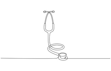 Continuous one line drawing of Medicine stethoscope vector illustration. Editable outline