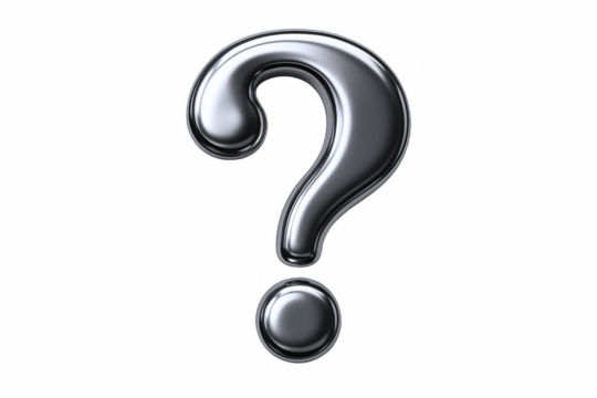 Polished Metallic Question Mark Symbol Embodying Inquiry, Uncertainty, and the Pursuit of Knowledge