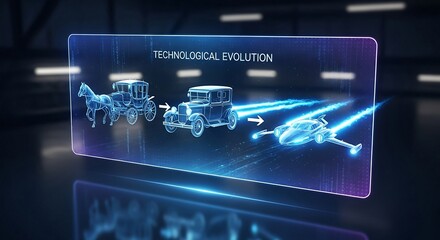 Digital visualization showcases the transformative journey of transportation technology through time.