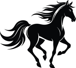 Galloping horse silhouette with flowing mane