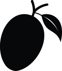 Fototapeta premium Stylized mango fruit silhouette with stem