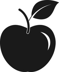 Stylized apple illustration with stem and leaf