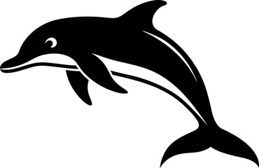 Dolphin Jumping Silhouette Vector Black and White