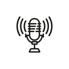 Radio mic icon podcast microphone sign template