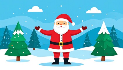 Santa Claus in snowy landscape